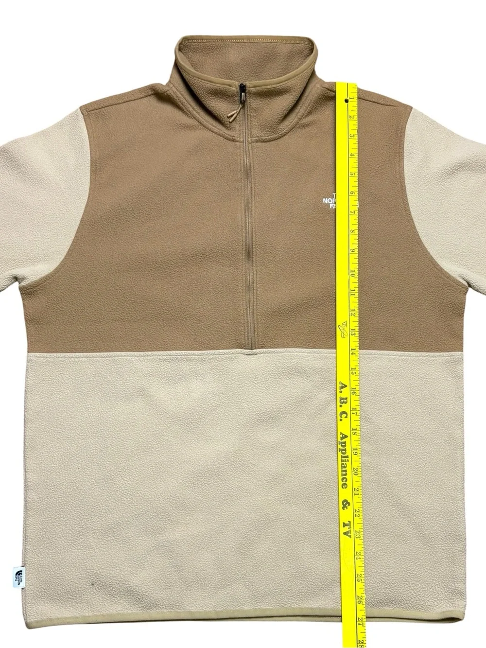 The North Face Men’s Two-Tone Half-Zip polartec Fleece Pullover - Brown/Cream
